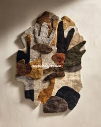 Handmade Abstract Wool Rug 8x10 Irregular Shape Modern Area ...