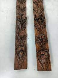 pair Antique French Carved Oak Reclaimed Architectural Trim ...