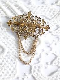 Vintage Golden Brooch, Golden Scarf Clip, Filigree Brooch, Golden Metal Flower, 3313 - Etsy
