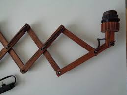 Dutch Mid Century teak wood Scissor lamp wall lamp | eBay