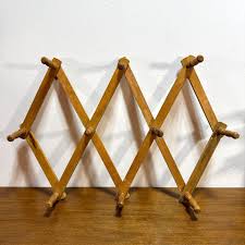 Vintage Expandable Wooden Accordion 10 Peg Wall Hanger ...