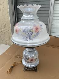 Vintage Accurate Casting Hurricane Lamp Blue with Floral ...