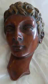 Two Achatit Handarbeit Wall Sculptors of Women and Man Heads ...