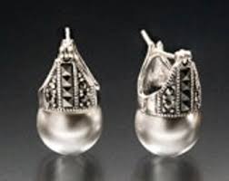 Pearl and Marcasite Earrings, Sterling Silver, Handmade Art ...