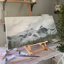 SOLD - Misty Mountains Acrylic Painting - Etsy