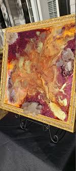 Quartz Crystal Abstract Art: Burgundy Gold Geode, Framed - Etsy