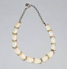 Vintage Necklace - 1950s or 1960s, Silver Tone Chain With White/pink Lucite Half-shells - Etsy