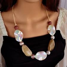 Iridescent Chunky Bead Necklace With Adjustable Cord on Luulla