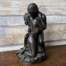 Antique Adam and Eve the Kiss Bronze Sculpture Unsigned ...