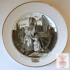 Black Transferware Plate Cries of London Fresh Gathered Peas Young Has