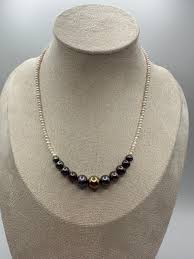 Black and White Tiny Seed Pearl Necklace, Small Freshwater ...