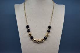 Gold and Black Tone Beads, Womens, Necklace - Etsy