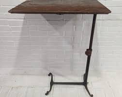 Antique Nursing Table // Adjustable Bedside Table With Cast Iron Rolling Base, Victorian Hospital Medical Cart Stand, Eating Tray Table - Etsy