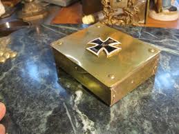 Antique German Brass Stamp Box 1916 Four Compartments