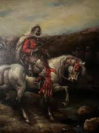 Antique Pair of Oriental Paintings on Wood Adolf Schreyer ...