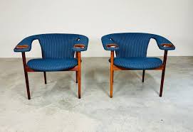 Mid-Century Adrian Pearsall Blue Walnut Armchairs 1960s For Sale at 1stDibs