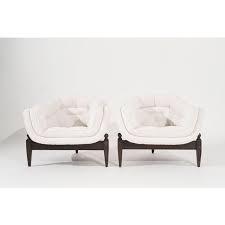 Set of Transitional Tripod Lounge Chairs in Wool, C. 1950s | Chairish