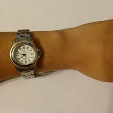 Men's Silver Tone Stainless Steel Water Resistant... | Depop