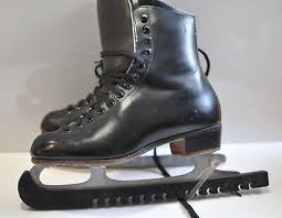 Vtg Riedell Red Wing, Minn. Womens black leather ice skates ...