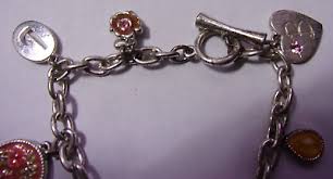 Vintage 7.5" Silver Tone Charm Bracelet W/ 9 Charms - "B ...