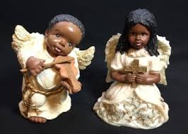 Cherub Angels Child Resin Figurines African American Children Violin & Cross | eBay
