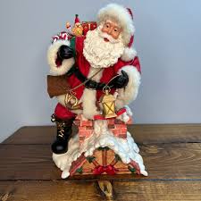 Santa Clause Clothtique Style figure chimney bag roof ...