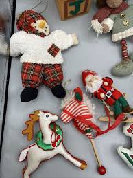 Vintage Christmas Ornaments Lot Of 12 Fabric Cloth Mix C23 ...