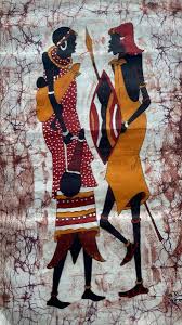 Vintage African Wax Batik Wall Art Fabric Hand Painted 18” x ...