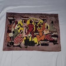 African Wall Hanging Batik of Women at the Local Market ...