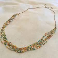 LOFT | Jewelry | Ann Taylor Loft Beaded Necklace Multi Gold ...