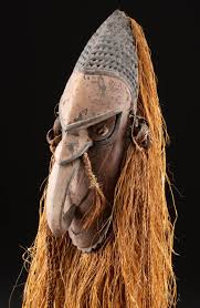 Sold at Auction: Papua New Guinea Ramu / Murik Ancestor Mask, Raffia Cascade