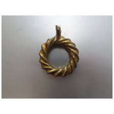 Set of Eleven Metal Heavy Curtain Rings Gilt Rope. For Sale at Ruby Lane