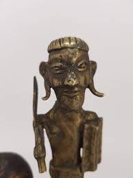 Naga, India, Burma: Two Brass Figures and Wooden Head on ...