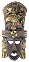 Sold at Auction: Wood Carved Painted Mayan Warrior Wall Mask