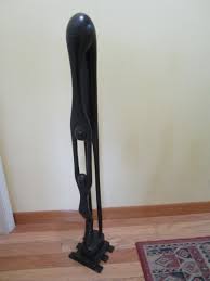 Vintage Wood Carved Minimalist Mother and Child Sculpture statue brass base 41"T | eBay