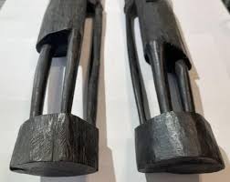 Vintage African Hand Carved EBONY Figurines 15" & 15.50" Tall Made in Kenya Preowned from an Estate. | EstateSales.org