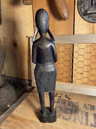 Vintage Hand Carved Wooden Folk Art African Themed Sculpture ...