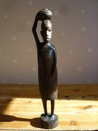Vintage Hand Carved Ebony Wood African Figurine, Tribal ...