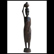 Vintage African Woman Figurine in Ebonized Wood, Hand Carved ...
