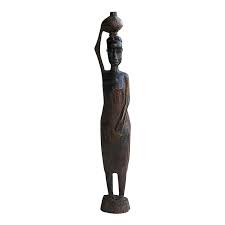 Vintage African Woman Figurine in Ebonized Wood, Hand ...