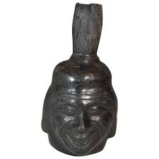 Pre Columbian Inca Grey Ware Portrait Head Vessel Ancient ...