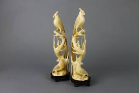 Pair Of Chinese Ivory Carved Birds