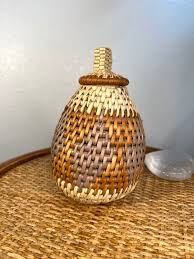 Vintage Handmade Tribal Woven Folkart Basket Storage - Etsy