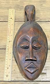 Vintage Wood African Tribal Mask With Bird On Top Hand ...