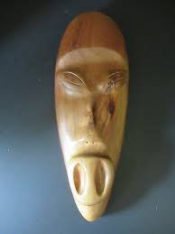 Vintage Hand Carved wooden mask signed Koa Wood OOAK art ...