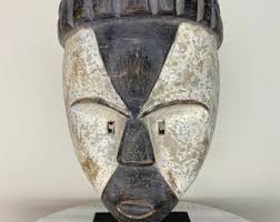 African Face Mask Tribal Art by the Galoa Tribe, Gabon 9" X 6 ...