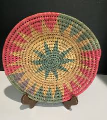 Beautiful Coil Basket Inuit Eskimo Bowl Red and Green Traditional Starfish 10” | eBay
