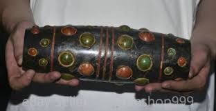 9.6" Old Chinese Hongshan Culture Jade Carving Inlay Gem Yu Zong Cong Statue | eBay