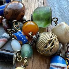 Vintage Handmade African Trade Beads and Brass Multicoloured Long Necklace - Etsy
