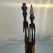 Carved & Hand Painted Wood Thin African Sculptures 12" | eBay